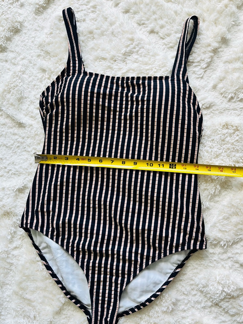 Shade & Shore Striped Ribbed Full Coverage One Piece Swimsuit Size M - Picture 8 of 12